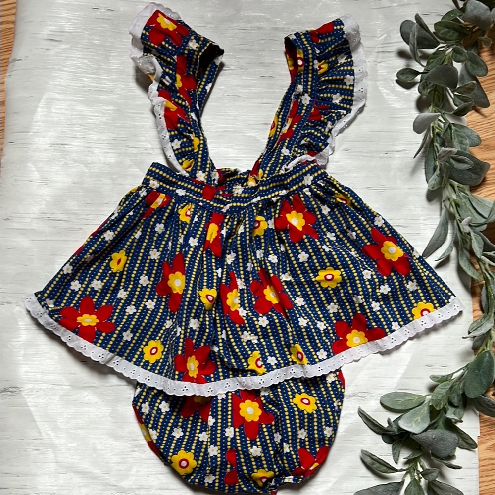 Mine Hollywood 2 Pc Summer Sundress & Panties * Jumper Style 1970s Outfit
